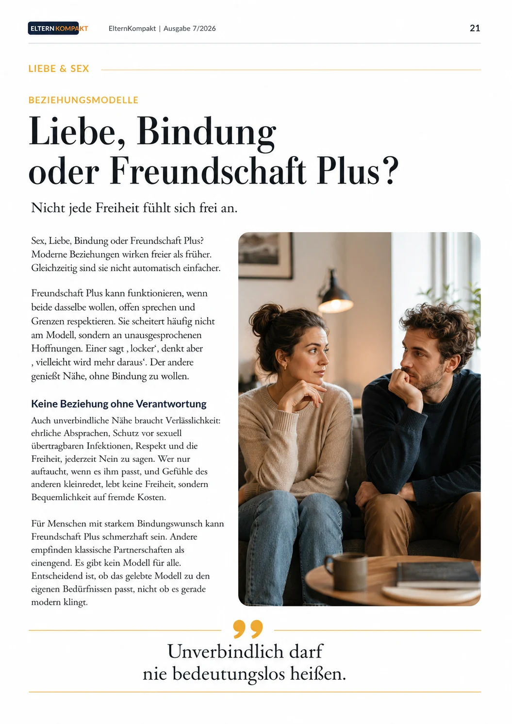 Liebe, Bindung oder Freundschaft Plus?