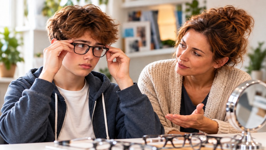 Ist das noch Pubertät? Jugendlicher mit Brille
